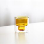 Blue colored double wall espresso glass cup