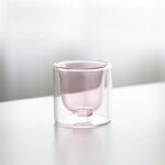 Green inner wall small double wall glass cup