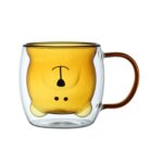 Yellow inner wall animal face glass mug