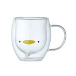 Clear penguin face double wall mug with yellow beak