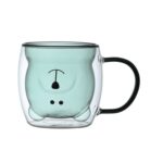Teal bear face mug with black handle