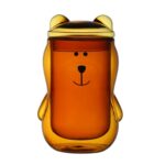 Amber bear shaped glass with lid
