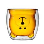 Bear glass cup filled with milk